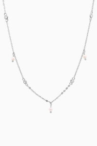 Coliere cu perle naturale - Lant din argint Manissi cu perle mici si pietre zirconia Silver