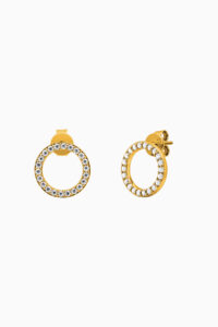 Cercei din argint Manissi Diamond Circle Stud Gold