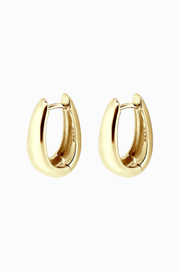 Cercei din argint 925 placați cu aur galben Manissi Big Oval Gold, finisaj lucios