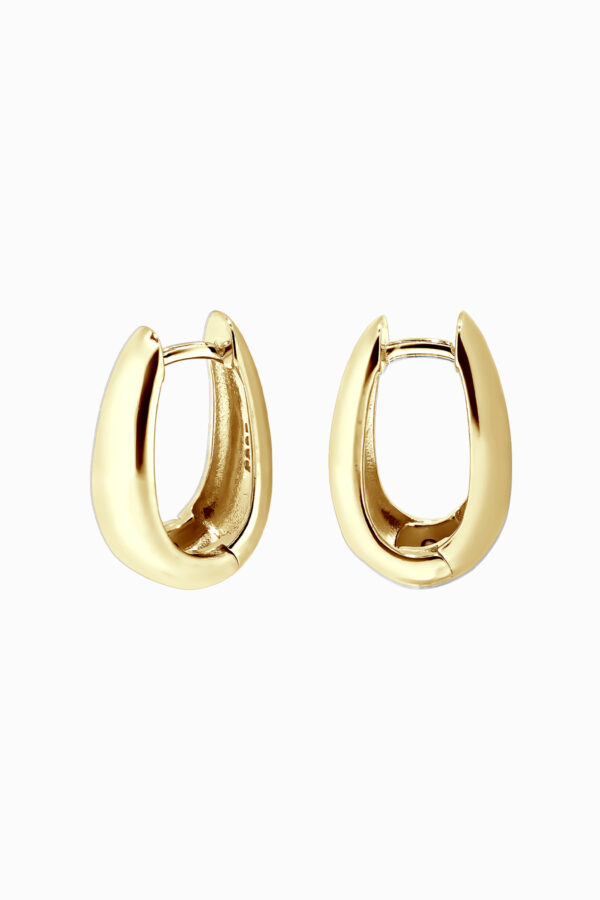 Cercei din argint 925 placați cu aur galben Manissi Big Oval Gold, finisaj lucios