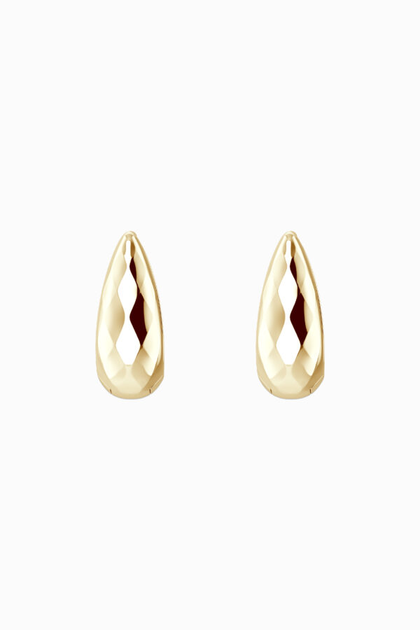 Cercei din argint 925 placați aur galben Manissi Diamond Shape, design fațetat, vedere față