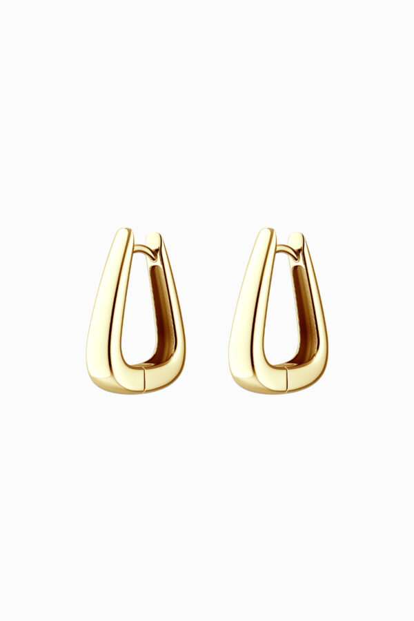 Cercei din argint 925 placați aur galben Manissi Trapezium Gold, design trapez geometric, vedere față