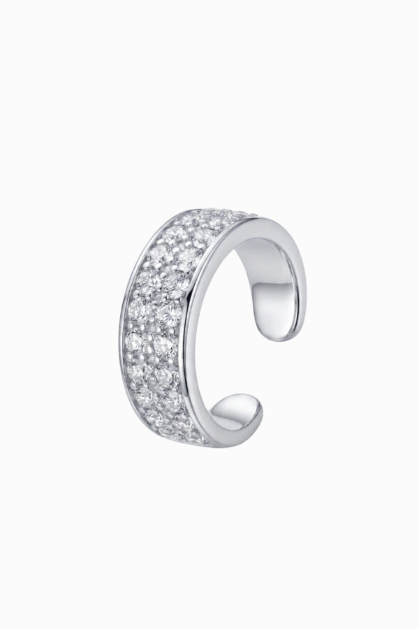Ear cuff argint 925 Manissi Bold Tennis Silver acoperit complet cu zirconie pavé, grosime 3mm, diametru interior 9mm, fără perforare