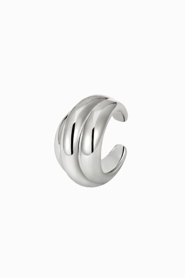 Ear cuff argint 925 rigid Manissi Charlotte Silver cu 3 inele suprapuse bold, grosime 8mm, diametru interior 8mm, fără perforare