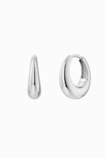 Cercei huggie argint 925 Manissi Chunky Smooth Silver cu formă ovală voluminoasă, grosime 4mm, dimensiuni 1.7x1.7cm, finisaj lucios
