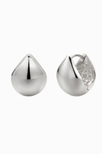 Cercei huggie argint 925 Manissi Tear Hoops Silver în formă de picătură chunky bold, 1x1.4cm, finisaj lucios oglindă
