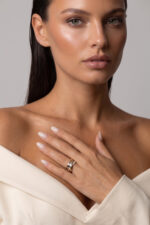inel din argint 925 bicolor silver gold incrucisate zirconia pavate duo bold manissi