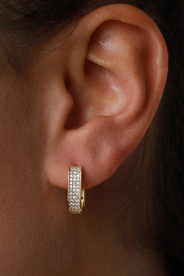 Seturi - Set Cercei Huggies Oval si Cuff Crystal Gold - 1