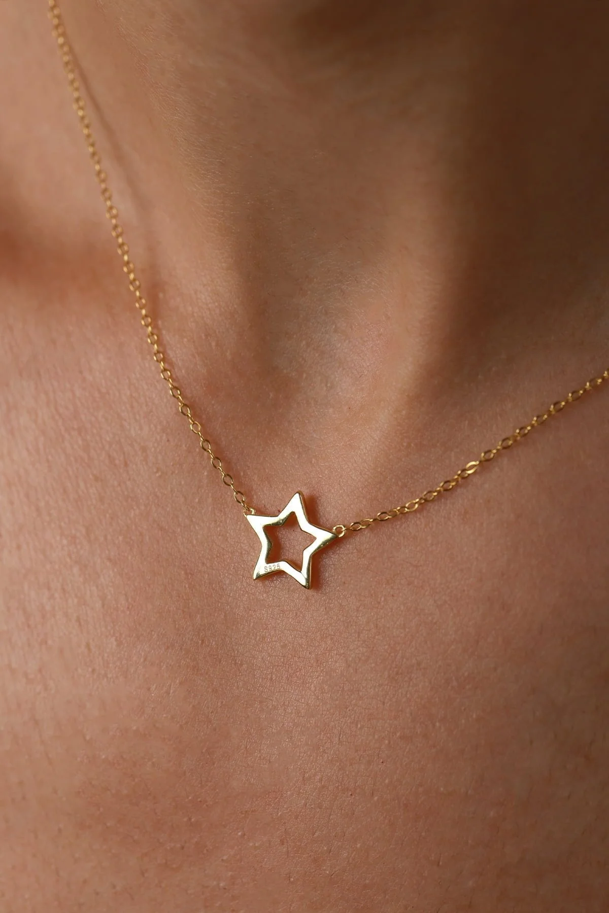 Lantisoare argint cu pandantiv - Lant din argint Manissi Star Charm Gold - 3