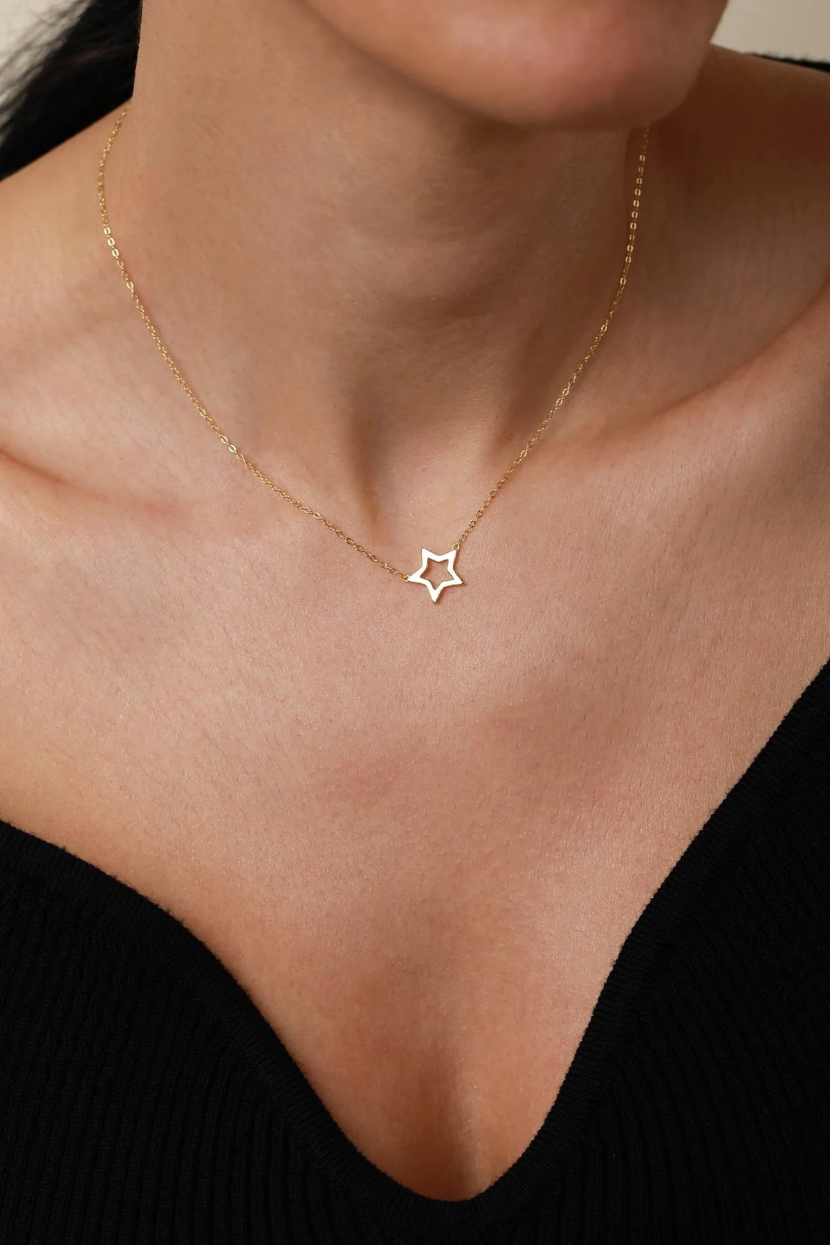 Lantisoare argint cu pandantiv - Lant din argint Manissi Star Charm Gold - 2