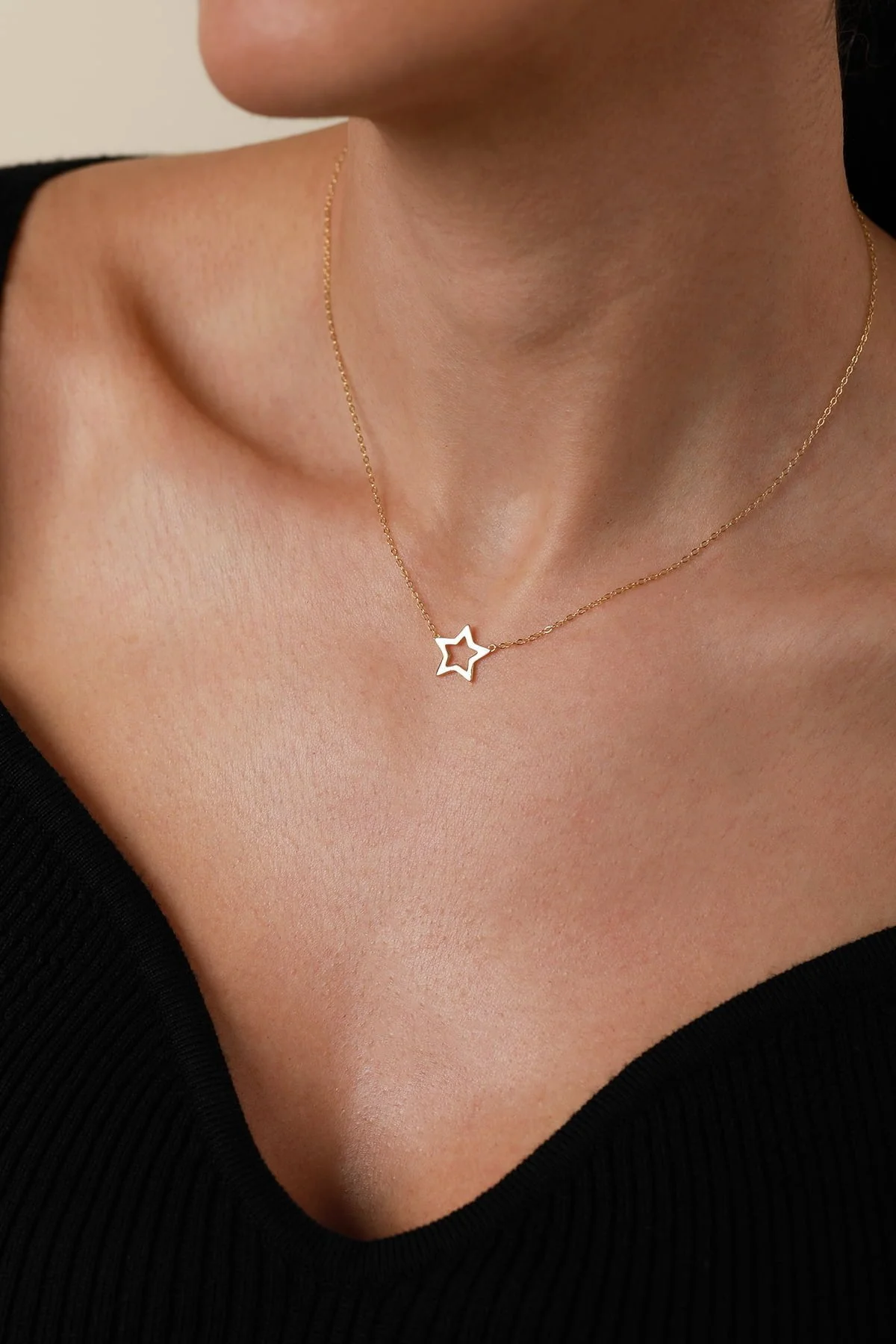 Lantisoare argint cu pandantiv - Lant din argint Manissi Star Charm Gold - 1