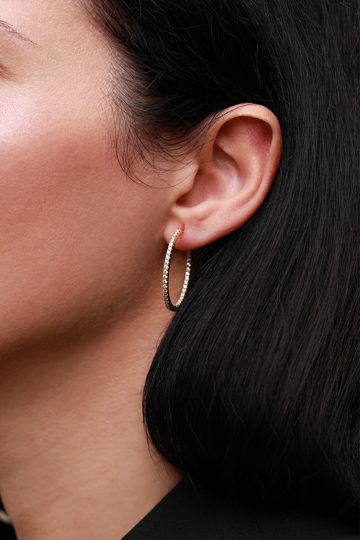 Cercei - Cercei din argint Manissi Thin Stones Hoop 3.0 Gold - 4
