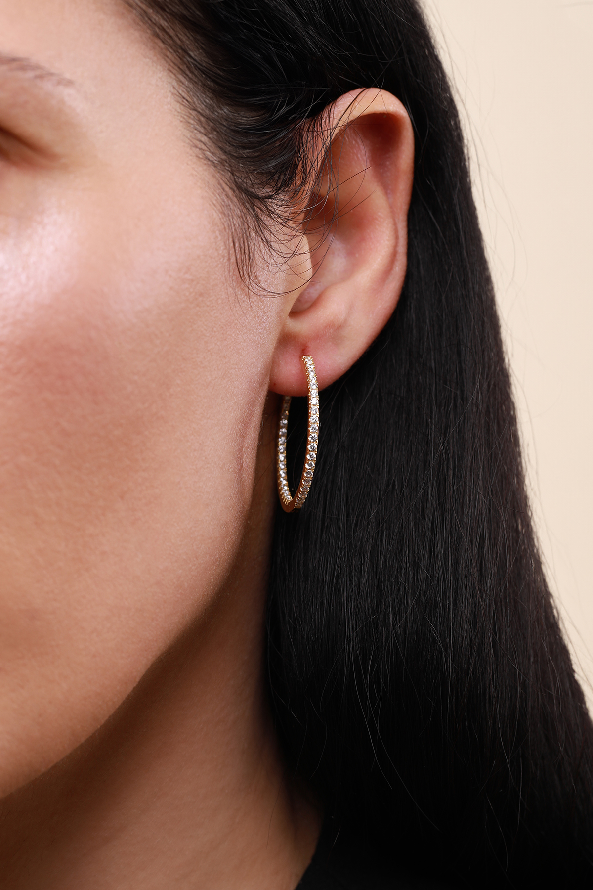Cercei - Cercei din argint Manissi Thin Stones Hoop 3.0 Gold - 6