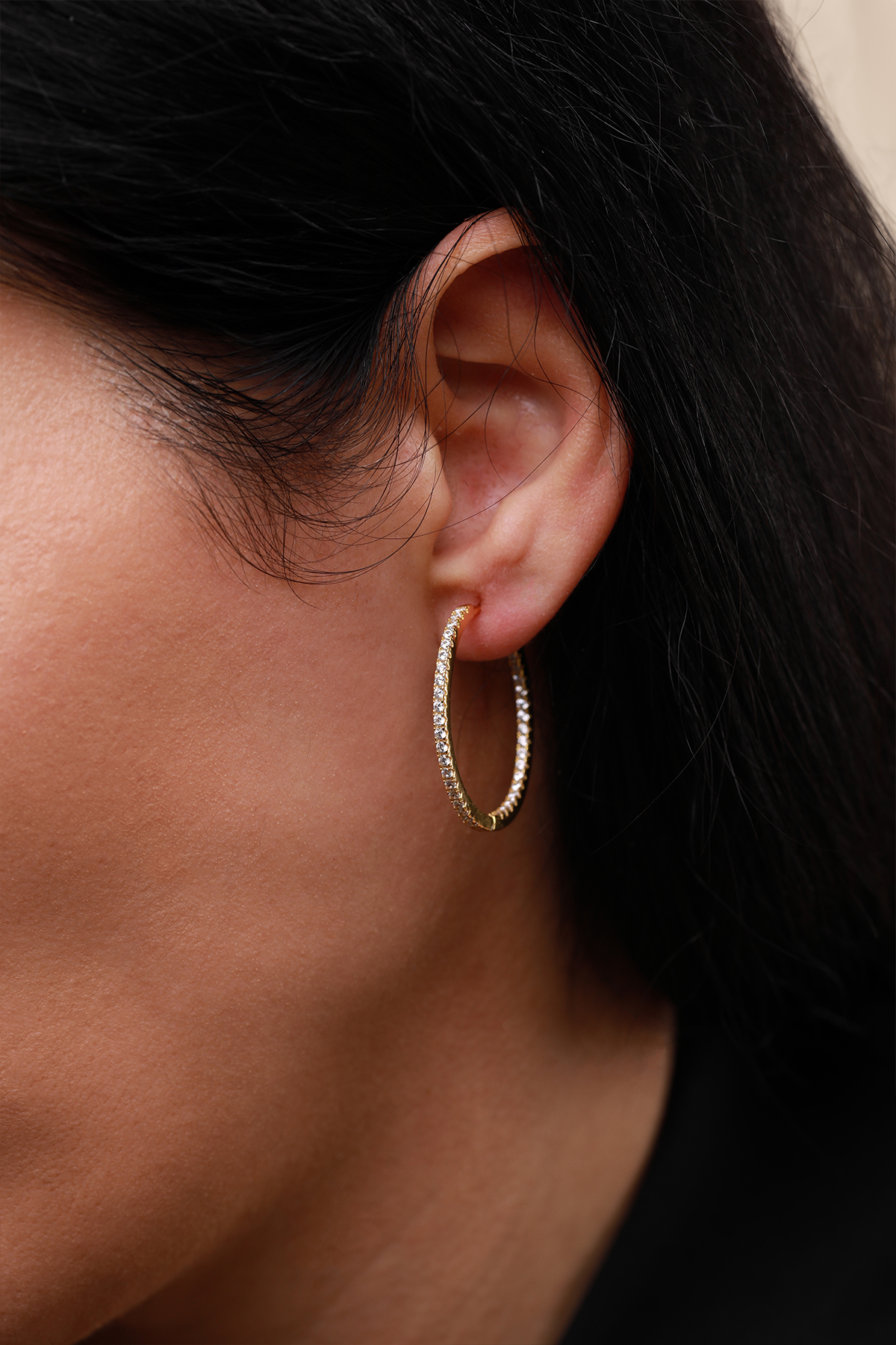 Cercei - Cercei din argint Manissi Thin Stones Hoop 3.0 Gold - 5