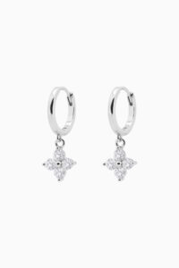 Bijuterii Moissanite - Cercei din argint Manissi Diamond Four Leaf Charm