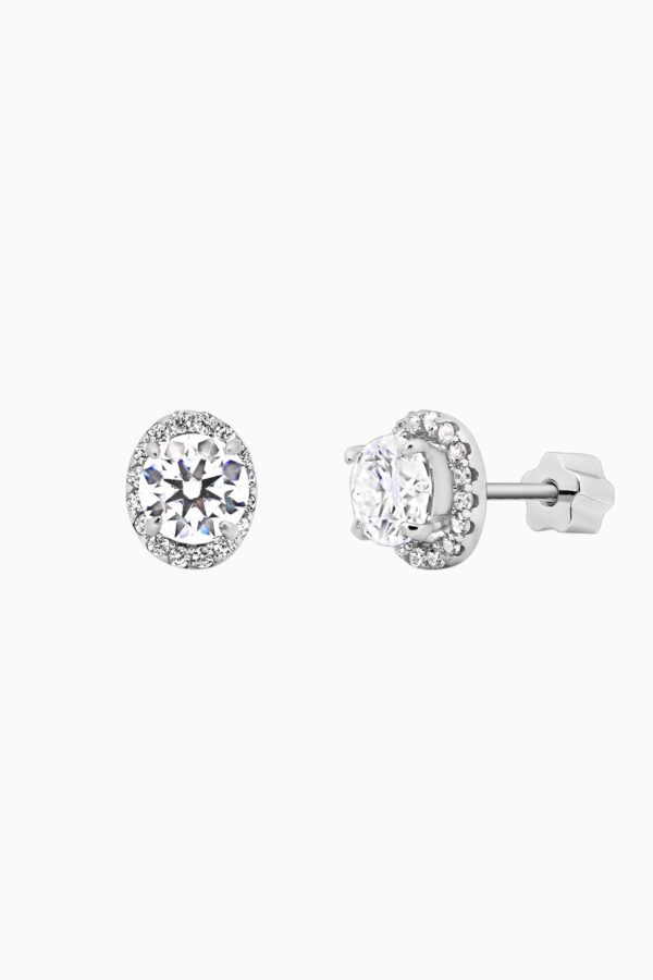Bijuterii Moissanite - Cercei din argint Manissi Diamond Oval Halo