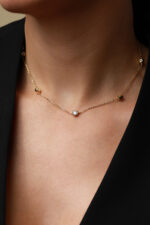 Bijuterii Moissanite - Lant din argint Manissi Diamond Round 4 mm Gold - 1