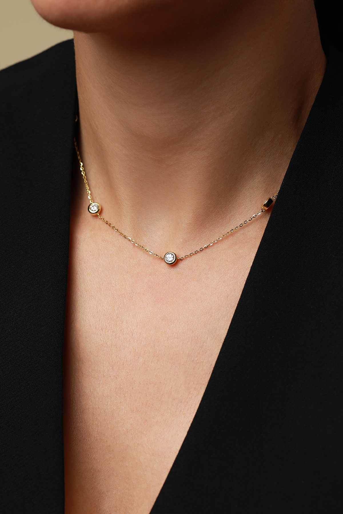 Bijuterii Moissanite - Lant din argint Manissi Diamond Round 4 mm Gold - 3