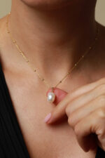 Coliere cu perle naturale - Lant din argint Manissi Pearl Charm Gold - 2