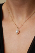 Coliere cu perle naturale - Lant din argint Manissi Pearl Charm Gold - 4