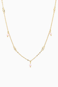 Coliere cu perle naturale - Lant din argint Manissi cu perle mici si pietre zirconia Gold