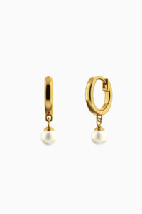 Cercei din argint Manissi Round Pearl Drop Gold