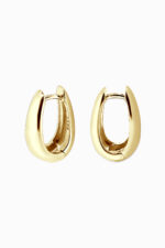 Cercei din argint 925 placați cu aur galben Manissi Big Oval Gold, finisaj lucios