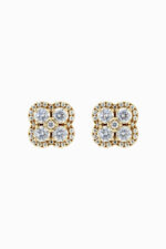 Cercei stud din argint 925 placați aur galben Manissi Bold Clover Gold, design trifoi cu zirconie rotundă, vedere față