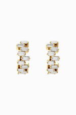 Cercei din argint 925 placați aur galben Manissi Irregular Zirconia Gold cu zirconie baguette neregulată, vedere față
