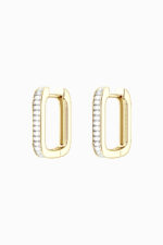 Cercei din argint 925 placați aur galben Manissi Rectangle Zirconia Gold, formă dreptunghiulară cu zirconie baguette, vedere față
