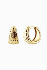 Cercei din argint 925 placați aur galben Manissi Stevie Gold, design conic texturat, vedere față