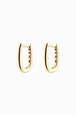 Cercei din argint 925 placați aur galben Manissi Slim Oval Gold, design oval alungit subțire, vedere față