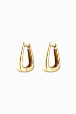Cercei din argint 925 placați aur galben Manissi Trapezium Gold, design trapez geometric, vedere față