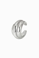 Ear cuff argint 925 rigid Manissi Charlotte Silver cu 3 inele suprapuse bold, grosime 8mm, diametru interior 8mm, fără perforare
