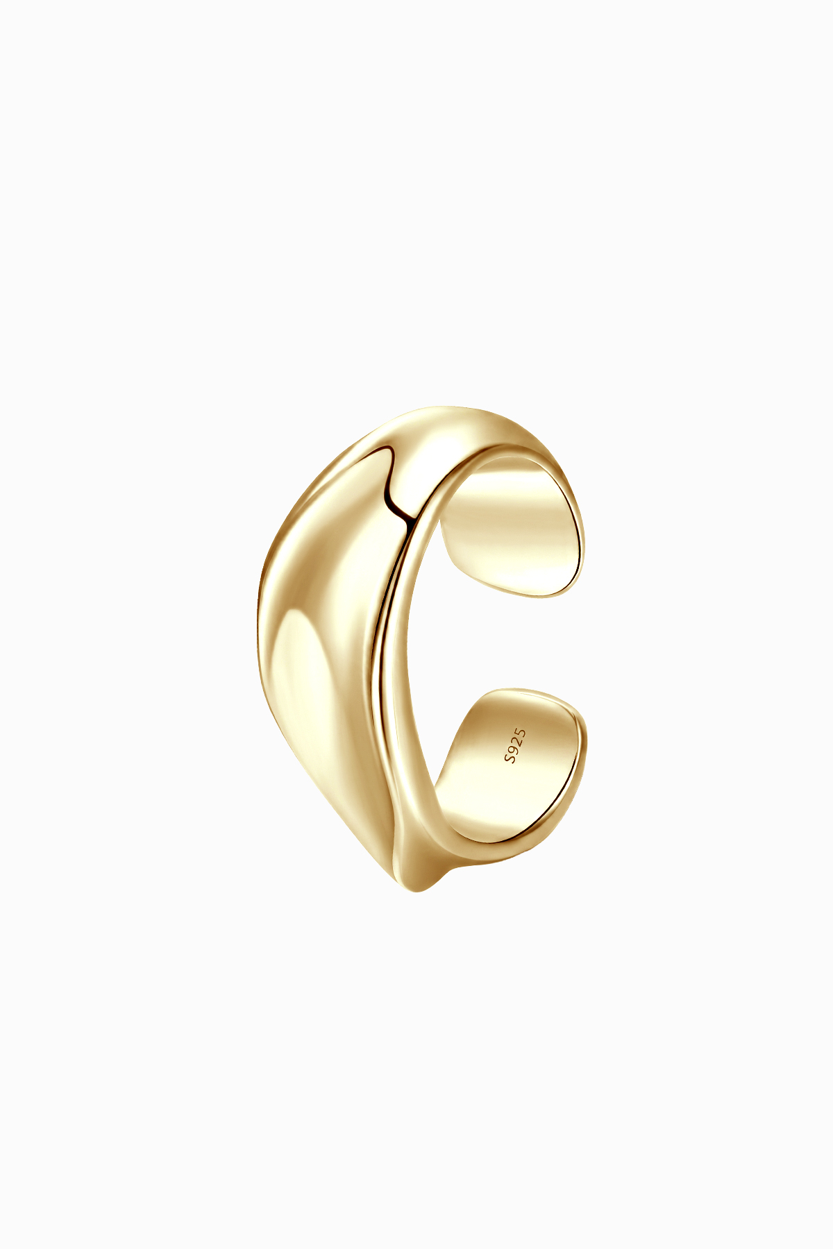 cercel-din-argint-ear-cuff-manissi-bold-wave-gold Ear cuff argint 925 placat aur galben rigid Manissi Bold Wave Gold, design val bold lucios, lat 5mm, diametru interior 10mm, fără perforare