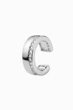 Ear cuff argint 925 rigid Manissi Bold Tennis Line Silver cu linie centrală de zirconie tennis, grosime 5mm, diametru interior 10mm, fără perforare