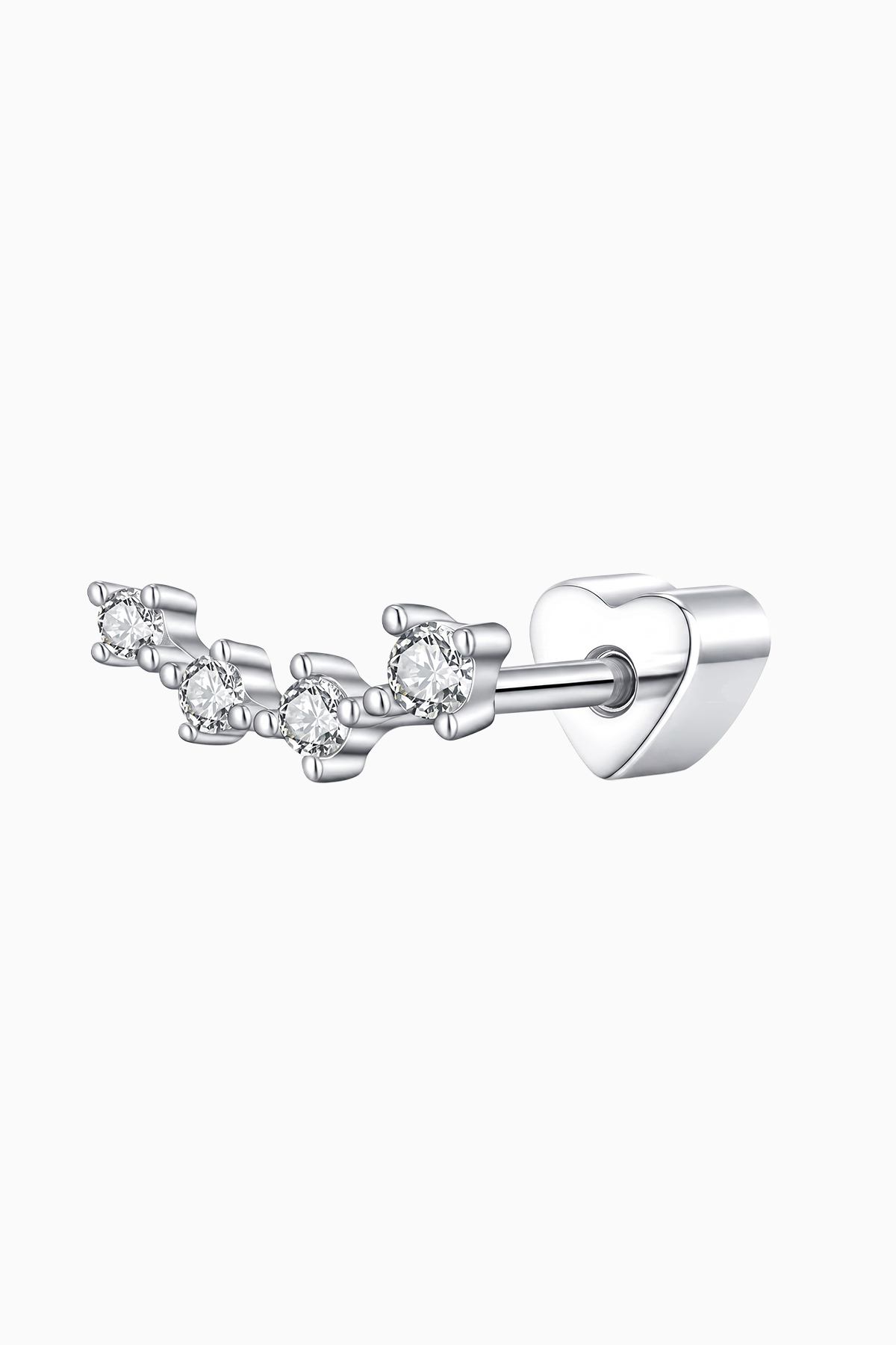 cercel-piercing-din-argint-manissi-diamond-smile Cercel piercing din argint 925 Manissi Diamond Smile cu 4 pietre moissanite dispuse în arc de zâmbet de 9mm și închidere șurub inimă