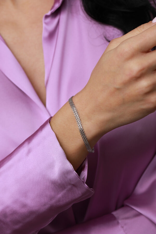bratara din argint 925 mesh impletit dens bold silver pandantiv inima manissi