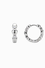 cercei din argint 925 huggie bile alternate zirconia bezel beads silver manissi