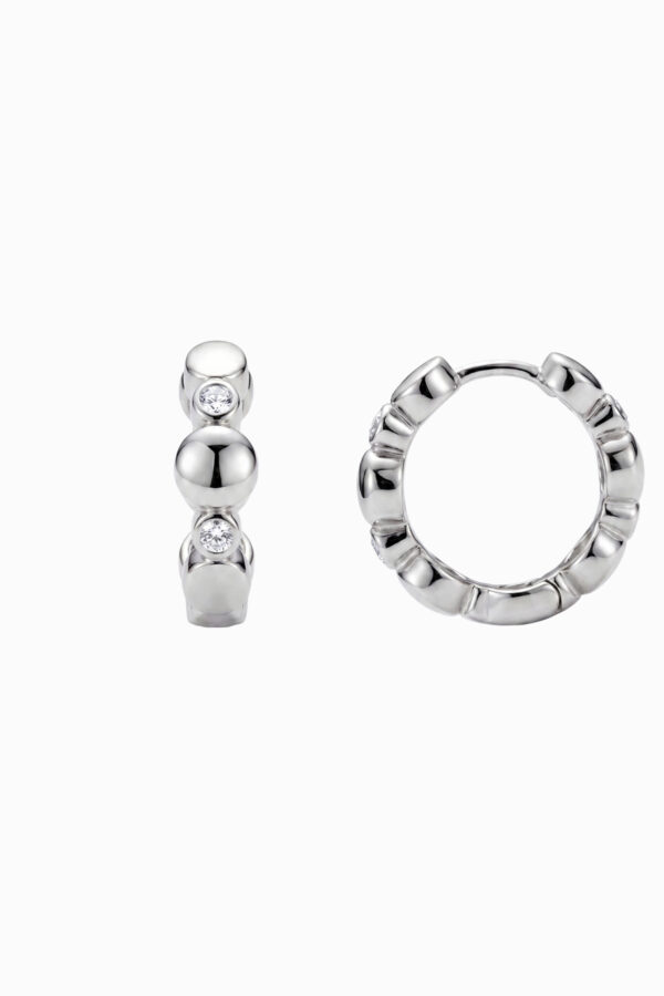 cercei din argint 925 huggie bile alternate zirconia bezel beads silver manissi