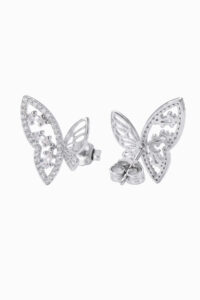 cercei argint 925 fluture zirconia butterfly stud silver vedere spate manissi
