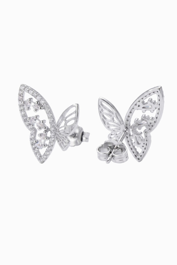 cercei argint 925 fluture zirconia butterfly stud silver vedere spate manissi