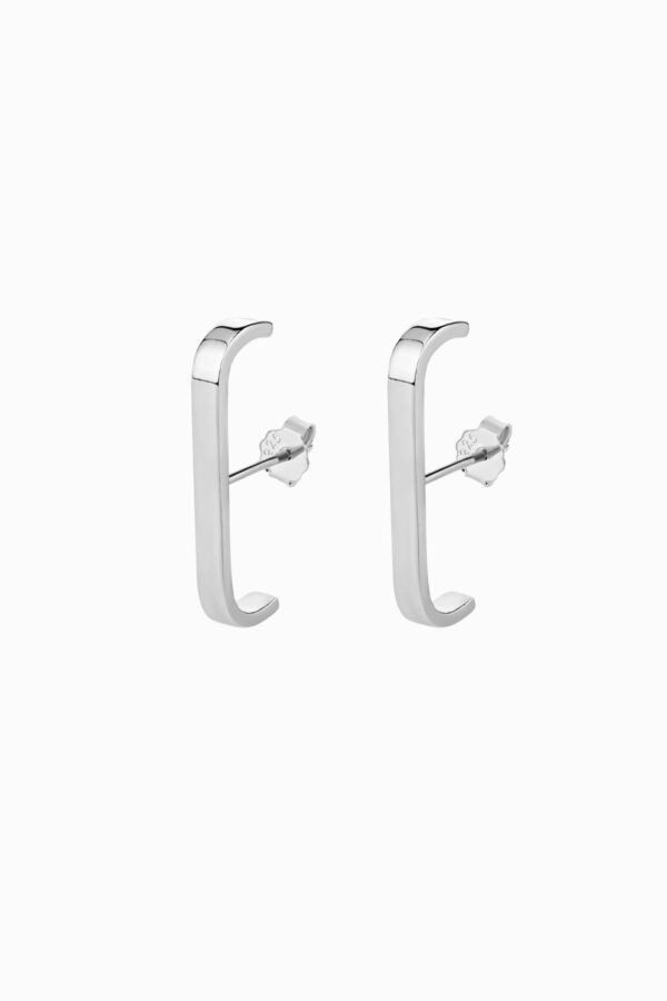 cercei din argint 925 dreptunghiulari lungi rectangle j-hoop silver manissi