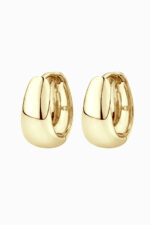 Cercei huggie argint 925 placați aur galben Manissi Big Bold Oval Gold cu formă ovală mare chunky, grosime 6.5mm, vedere față
