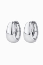 Cercei huggie argint 925 Manissi Big Bold Oval Silver cu formă ovală mare chunky, grosime 6.5mm, vedere față