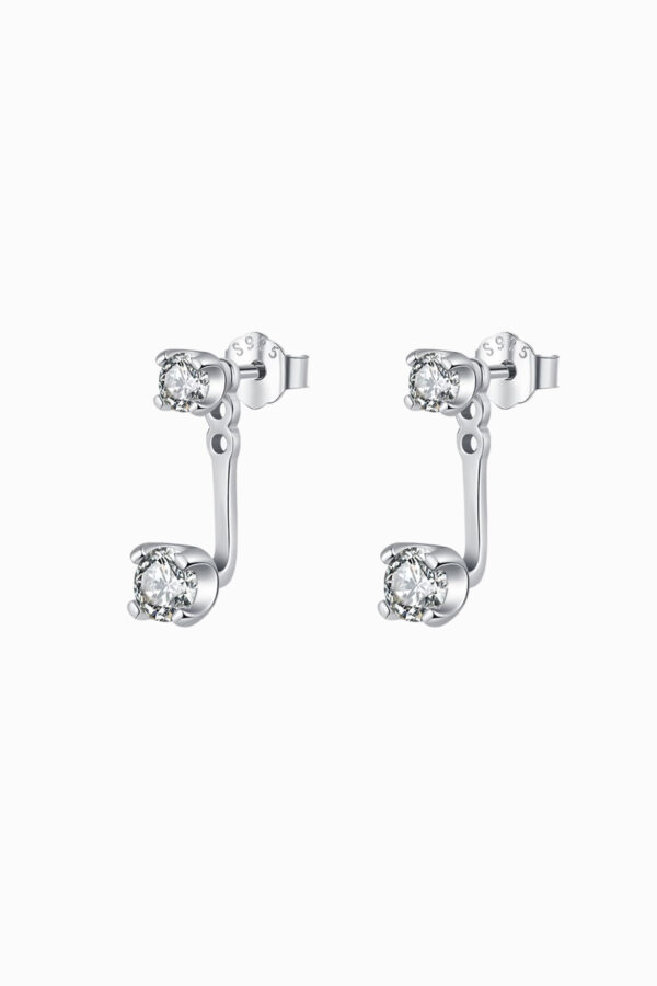 Cercei ear jacket din argint 925 Manissi Calinda Silver, vedere cu extensia detașabilă și piatra inferioară 4mm