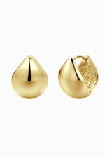 Cercei huggie argint 925 placați aur galben Manissi Tear Hoops Gold în formă de picătură chunky bold, 1x1.4cm, finisaj lucios auriu