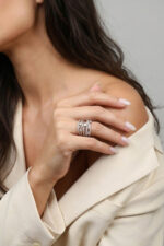 inel din argint 925 multi banda zirconia pave si solitaire aurora silver manissi