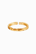 inel din argint 925 placat aur texturat deschis molten gold reglabil manissi
