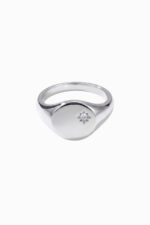 inel signet din argint 925 platou oval stea zirconia silver manissi